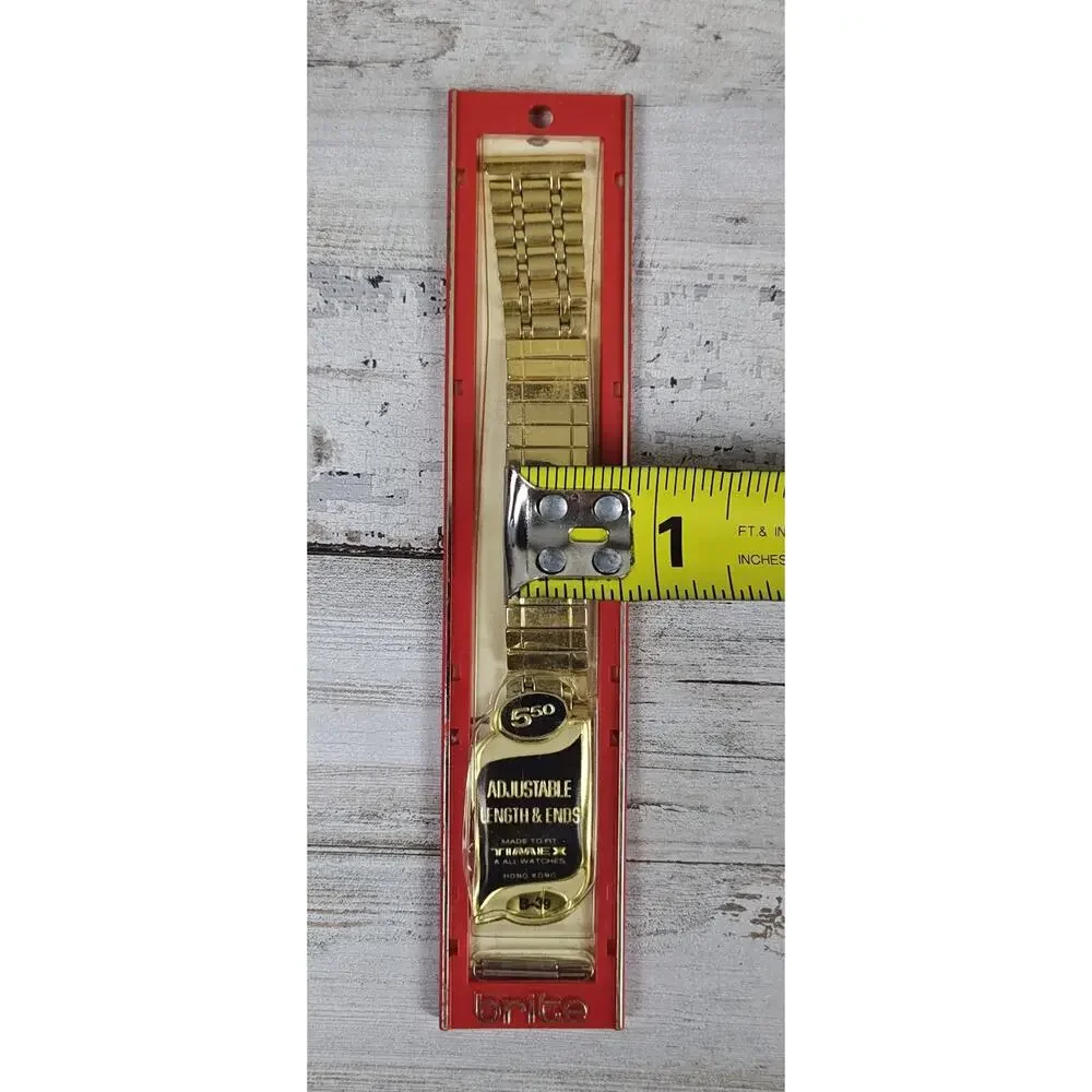NOS Vintage Brite B-39 Gold Tone Expansion Men's Watch Band Fits Timex 5/8